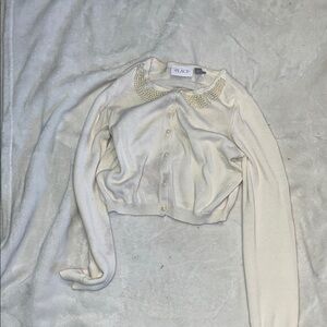 Place Cream Cardigan with Embellished Collar